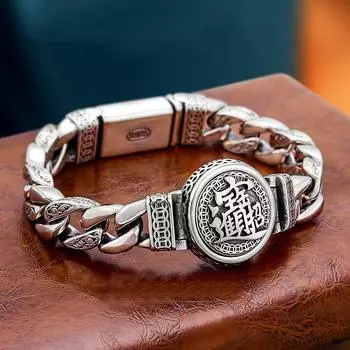 Новые шестизначные мантры, проигрыватели, мужские браслеты-манжеты, толстые переносные личности, ретро, женские модные украшения 18cm