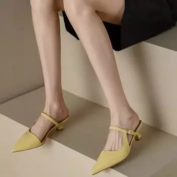 Новые шикарные босоножки-лодочки с острым носком и шпильками, женские элегантные туфли на высоком каблуке с пряжкой и ремешком для вечеринки 34 бежевый