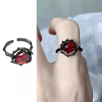 Новые шикарные регулируемые открывающиеся хрустальные стеклянные эстетические кольца для женщин готическое неправильное сердце вечеринка палец кольцо креативные ювелирные подарки алабама багровый
