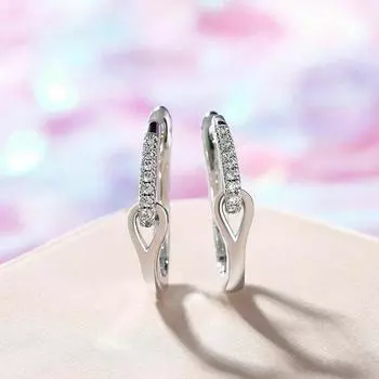 Новые шикарные женские серьги-кольца серебряного цвета с блестящим белым кубическим цирконием, модные U-образные серьги для помолвки, свадебные украшения