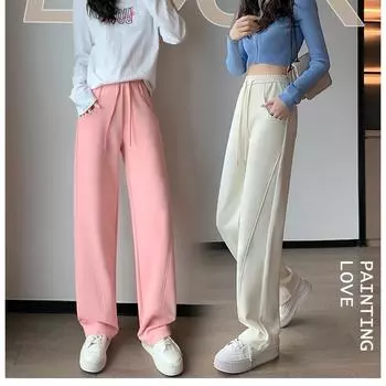 Новые широкие брюки с драпировкой, свободные повседневные универсальные прямые спортивные брюки для женщин S