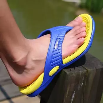 Новые шлепанцы мужские массажные гранулированные тапочки мужские удобные пляжные сандалии мужская повседневная обувь домашние шлепанцы обувь для ванной 40 чёрный