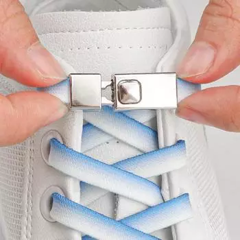 Новые шнурки для обуви без завязок, плоские цветные эластичные шнурки с градиентом без завязок, резинки для обуви, женские и мужские -