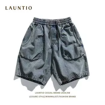 Новые шорты для мужчин и женщин, популярные синие шорты на шнурке, персонализированные джинсовые шорты с большими карманами для мужчин M синий