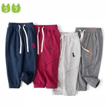 Новые штаны для мальчиков, весенние спортивные штаны, детские брюки, детские хлопковые штаны на гусеничном ходу 90cm белый