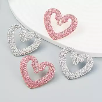 Новые симметричные висячие серьги со стразами в виде сердца, женские серьги, свадебные аксессуары для ужина, модные массивные роскошные ювелирные изделия