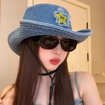 Новые симпатичные ковбойские кепки со звездами для женщин, летние ретро-кепки для альпинизма, универсальные, для мужчин 56-58cm чёрный