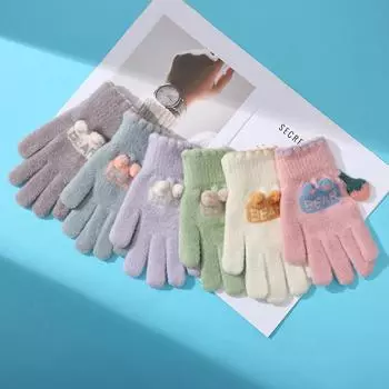 Новые симпатичные перчатки с пятью пальцами для сенсорного экрана для женщин на осень и зиму, трикотажные утолщенные и бархатные, чтобы сохранять тепло, с раздельными пальцами для езды на велосипеде average size