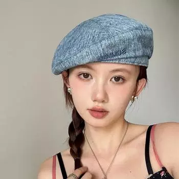 Новые синие береты с принтом тай-дай для женщин, весенние и летние дорожные универсальные корейские версии литературных и ретро-простых шляп художника 56-58cm