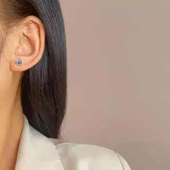 Новые синие серьги-бабочки модные мини-серьги с дизайном женские ювелирные изделия подарки