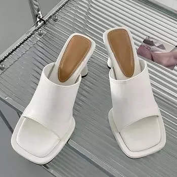 Новые синие тапочки, сандалии, женская летняя мода, квадратный носок, сексуальные туфли на платформе и высоком каблуке, удобные шлепанцы из искусственной кожи 35 синий