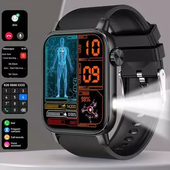 Новые смарт-часы, водонепроницаемый экран высокой четкости, синхронизация с мобильным телефоном, беспроводной вызов, напоминание о вызове, 100+ спортивных режимов, смарт-часы чёрный