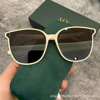 Новые солнцезащитные очки бежевого цвета, женские солнцезащитные очки с большим лицом для похудения, однотонные солнцезащитные очки в корейском стиле с круглым лицом, интернет-знаменитости в одном стиле