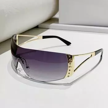 Новые солнцезащитные очки цельные без оправы градиентные очки очки UV400 оттенки панк солнцезащитные очки модные женские люксовый бренд дизайн