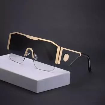 Новые солнцезащитные очки для мужчин, Европа и Америка, безрамочные солнцезащитные очки с цельными линзами для женщин, солнцезащитные очки корейского издания