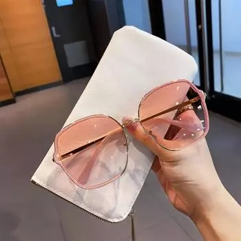 Новые солнцезащитные очки для женщин, устойчивая к ультрафиолетовому излучению большая оправа, солнцезащитные очки, большое лицо, модные простые очки для женщин розовый