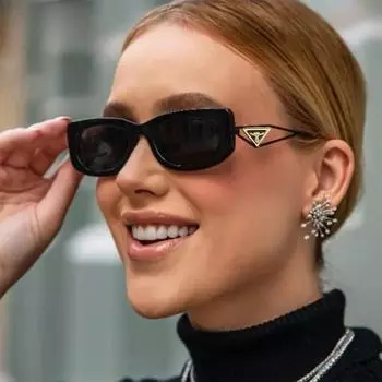 Новые солнцезащитные очки кошачий глаз в маленькой оправе, женские индивидуальные полые треугольные солнцезащитные очки, модные ретро овальные очки Gafas De Sol Mujer As the picture