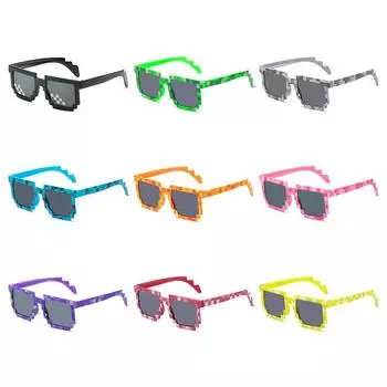 Новые солнцезащитные очки с мозаикой, забавные декоративные очки для косплея на Хэллоуин, пикселизированные мозаичные очки, реквизит для фотосъемки, очки для взрослых и подростков зелёный