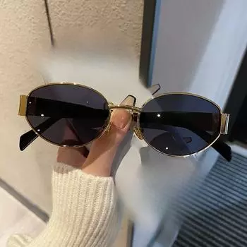 Новые солнцезащитные очки с овальной оправой для защиты от солнца, ретро-очки для путешествий, простые прочные очки, очки с маленькой оправой золотой