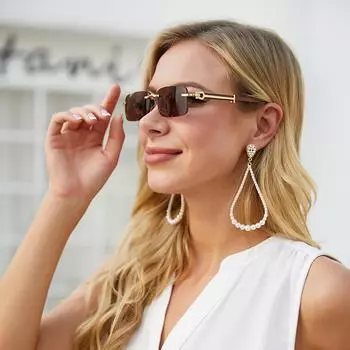 Новые солнцезащитные очки с зеркальными ножками под дерево для мужчин, модные безрамочные солнцезащитные очки в маленькой оправе для женщин, мода и продвинутый смысл