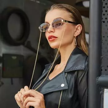 Новые солнцезащитные очки, женские модные солнцезащитные очки с цепочкой в нерегулярной оправе, женские очки в корейском издании