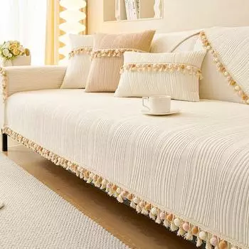 Новые современные однотонные плюшевые чехлы в полоску для гостиной, зимние теплые чехлы, нескользящие пылезащитные L-образные диванные подушки 70x70