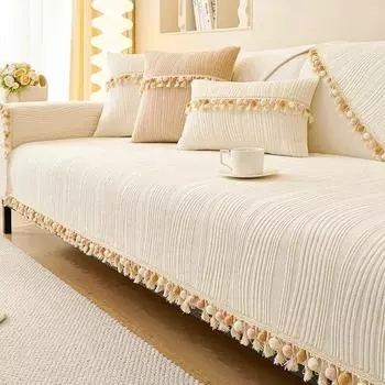 Новые современные однотонные плюшевые чехлы в полоску для гостиной, зимние теплые чехлы, нескользящие пылезащитные L-образные диванные подушки 70x70cm 1pcs