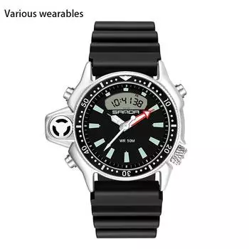 Новые спортивные часы с большим циферблатом, многофункциональные водонепроницаемые часы для мужчин и женщин, студенческие часы