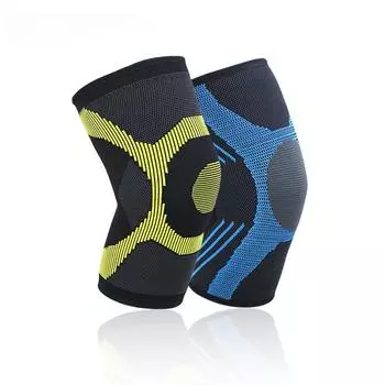 Новые спортивные нескользящие вязаные нейлоновые наколенники, дышащие, впитывающие пот, силиконовые, высокоэластичные S жёлтый