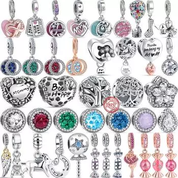 Новые стерлингового серебра 925 пробы, конфеты, леденец, розовый циркон, бесконечные сверкающие бусины, подходят для оригинального браслета-подвески, ювелирные изделия для мальчиков и девочек