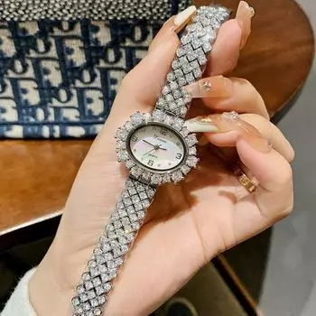 Новые стильные элегантные женские часы со стразами, модные компактные кварцевые часы с овальным циферблатом для женщин