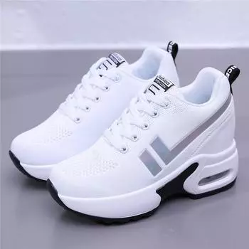 Новые стильные белые сетчатые белые туфли стелька увеличивающая рост женские кроссовки женская обувь для отдыха туристическая обувь