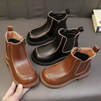 Новые стильные ботинки Martin, модные детские ботинки в стиле ретро 23 коричневый