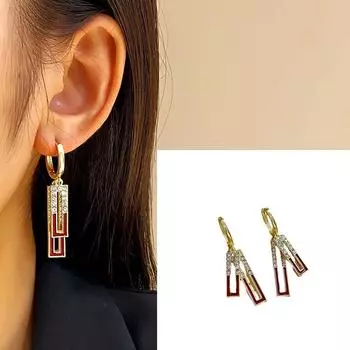 Новые стильные геометрические прямоугольные серьги с цирконом со стильным дизайном, изысканные и универсальные масляные серьги-капли
