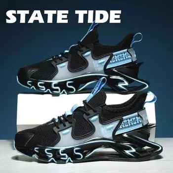 Новые стильные кроссовки, дышащие кроссовки с лезвием акулы, баскетбольные кроссовки, амортизирующая обувь, размеры 37-46 37 чёрный