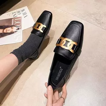 Новые стильные лоферы в студенческом стиле с пряжкой, большие размеры, женские туфли на плоской подошве с квадратным носком 34 белый