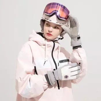 Новые стильные лыжные перчатки для мужчин, утепленные и теплые перчатки из бархата для езды на электрическом велосипеде, нескользящие, водонепроницаемые, с сенсорным экраном для женщин average size