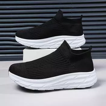 Новые стильные мужские дышащие кроссовки Flying Knit Sock Sneakers - Легкая повседневная спортивная обувь One-Step Mesh 39 чёрный/красный