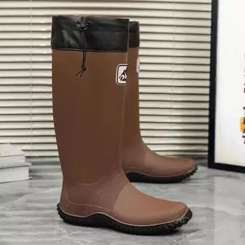 Новые стильные мужские поварские туфли, длинные, высококачественные, фермерские, резиновые сапоги для мужчин, водонепроницаемые, дизайнерские, модные, рабочие, для взрослых, для мужчин, для рыбалки 36-37 чёрный