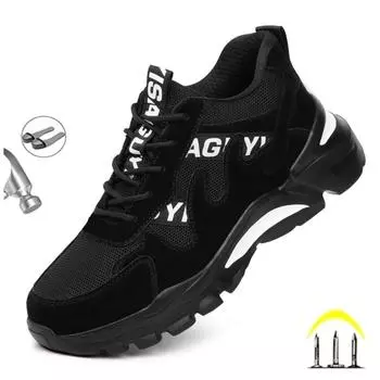 Новые стильные мужские рабочие ботинки, неразрушимая защитная обувь, мужская обувь со стальным носком, устойчивые к проколам рабочие кроссовки, женская рабочая обувь 36 чёрный