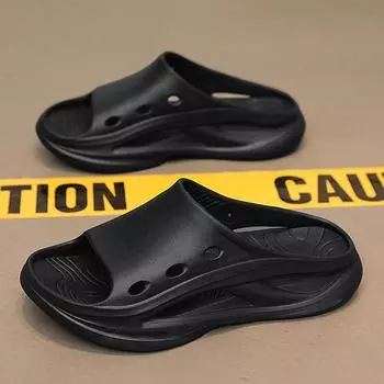 Новые стильные мужские сандалии Eva с толстой подошвой, простые классические мужские тапочки, легкие уличные нескользящие сандалии для мужчин 36 чёрный