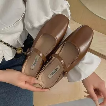 Новые стильные однотонные тапочки Baotou женские модные простые и удобные туфли на низком каблуке женские повседневные роскошные туфли Muller женские 36 серебряный