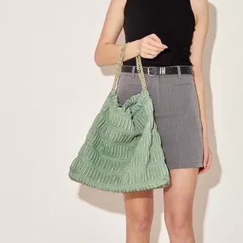 Новые стильные плиссированные сумки через плечо для женщин, повседневные женские сумки-шопперы большой вместимости, модные однотонные сумки на цепочке