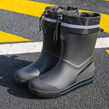 Новые стильные простые мужские резиновые сапоги для отдыха на открытом воздухе, мужские высокие походные и рыболовные водные ботинки, нескользящие рабочие ботинки для шеф-повара, водонепроницаемая обувь 40