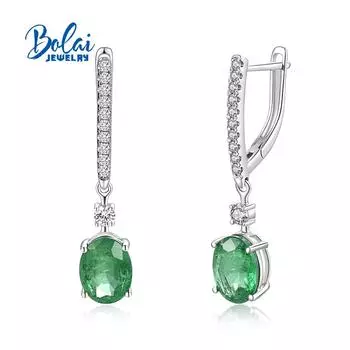 Новые стильные серьги из 18-каратного золота с натуральным зеленым изумрудом и драгоценными камнями с натуральными бриллиантами для женщин M зелёный