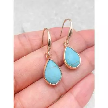 Новые стильные серьги-подвески в виде бирюзовых капель воды в этническом стиле для женщин, серьги из натурального камня