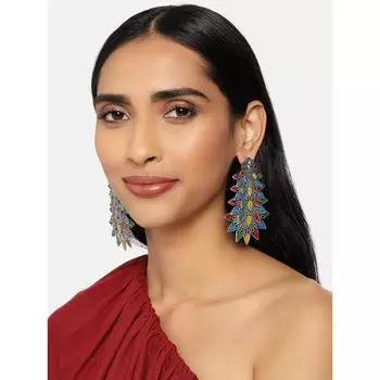 Новые стильные серебряные окисленные длинные серьги с павлиньим дизайном, свадебная коллекция для девочек и женщин (Серебряный)