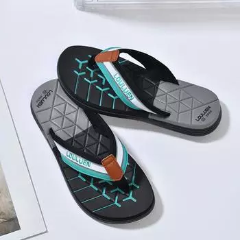 Новые стильные шлепанцы для мужчин на лето, нескользящие пляжные тапочки с клипсой для мужчин, сандалии из ЭВА для использования на открытом воздухе 39 чёрный