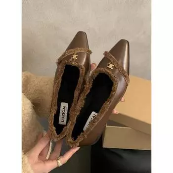 Новые стильные туфли с круглым носком, женские повседневные кроссовки на плоской подошве, удобные черные осенние туфли с острым носком и цепочкой в полоску, Zapatos Mujer 37 чёрный