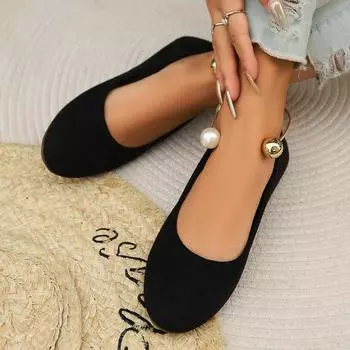 Новые стильные женские туфли на плоской подошве, удобные легкие женские туфли, лоферы из искусственной замши, женские балетки для женщин 36 чёрный